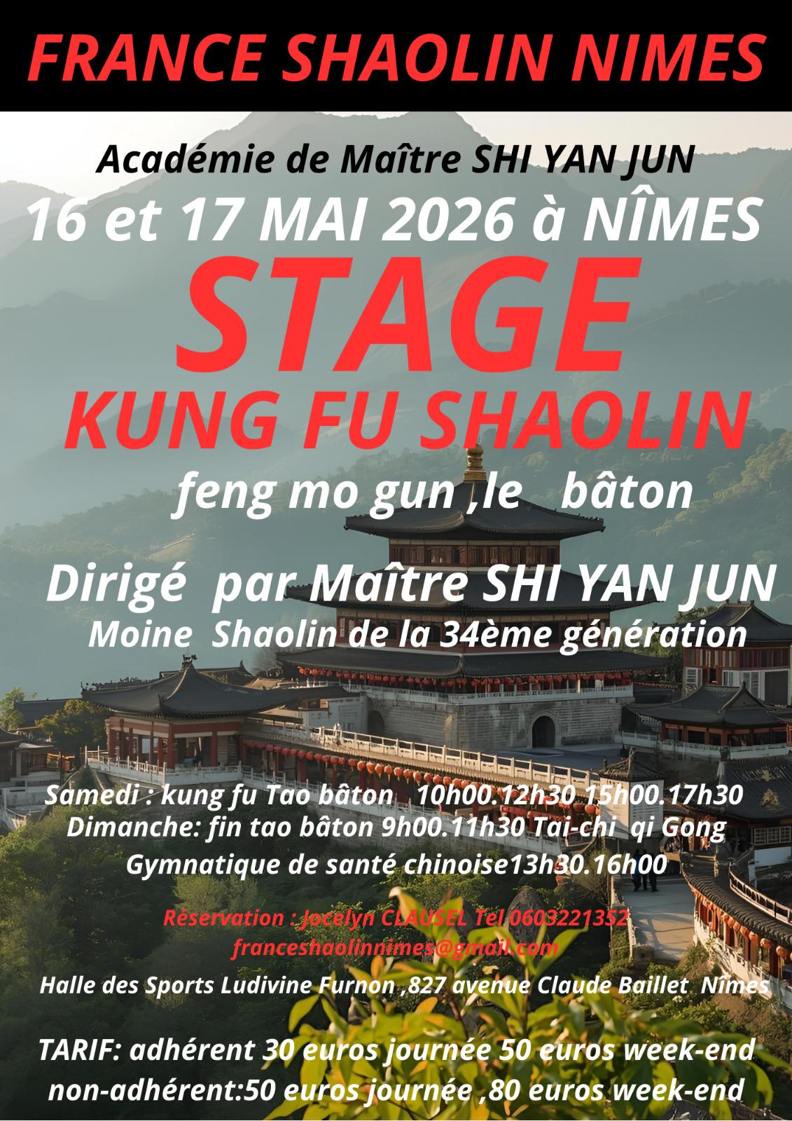 Stage de Kung Fu Shaolin à Nîmes